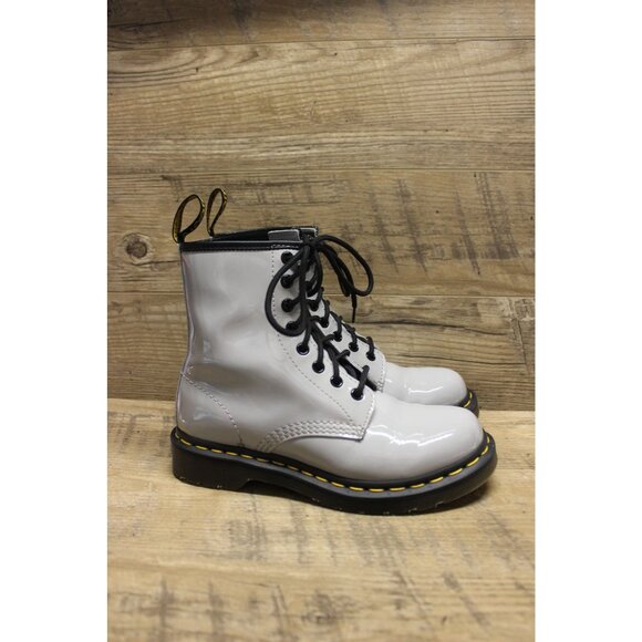 Dr. Martens‎ women's 1460 8-eye gray patent leather lamper boots 6 - Picture 4 of 16